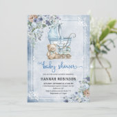 Vintag Boy Baby Dusche Einladung (Stehend Vorderseite)