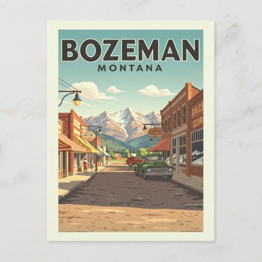 Vintag Bozeman Montana Postkarte (Vorderseite)
