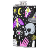 Vintag-braun-orange Tartan kariert. Flachmann (Links)