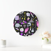 Vintag-braun-orange Tartan kariert. Große Wanduhr (Zuhause)