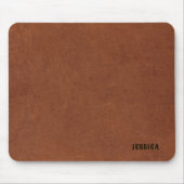 Vintag-braune Ledertextur, Monogramm Mousepad (Vorne)