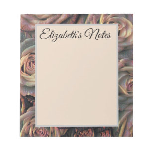 Vintag-braune, orangefarbene, goldene Rose Notizblock