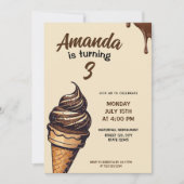 Vintag-Brauner Schokolade Eiscreme Einladung (Vorderseite)