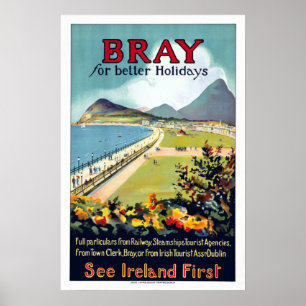 Vintag Bray Ireland Travel Poster