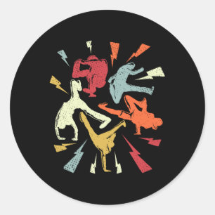 Vintag Break Tancing Bboy Posen Retro Hip Hop Runder Aufkleber