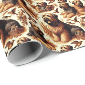 Vintag Briard Hund Nahtlos Geschenkpapier (Rolleneckpunkt)