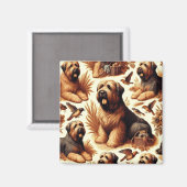 Vintag Briard Hund Nahtlos Magnet (Vorderseite/Rückseite)