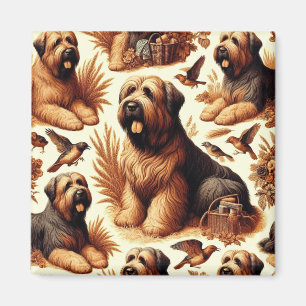 Vintag Briard Hund Nahtlos Magnet