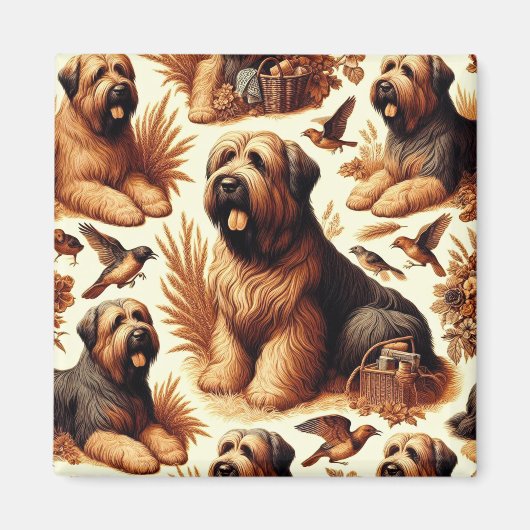Vintag Briard Hund Nahtlos Magnet (Vorne)