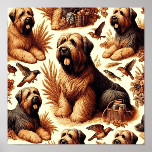 Vintag Briard Hund Nahtlos Poster (Vorne)