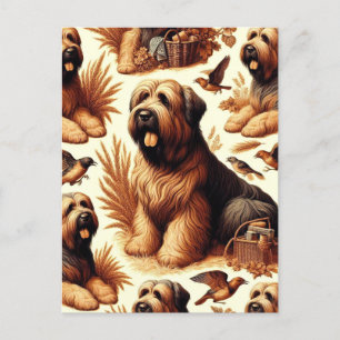 Vintag Briard Hund Nahtlos Postkarte
