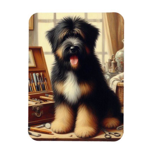 Vintag Briard Hunde Malerei Magnet (Vertikal)