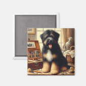 Vintag Briard Hunde Malerei Magnet (Vorderseite/Rückseite)