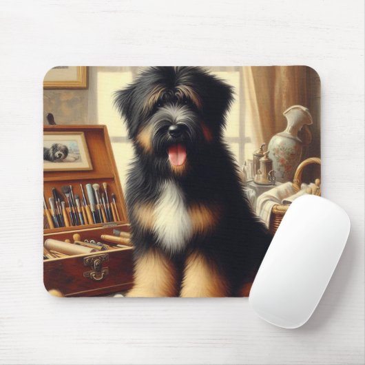 Vintag Briard Hunde Malerei Mousepad (Mit Mouse)