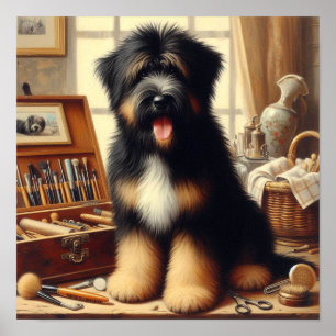Vintag Briard Hunde Malerei Poster