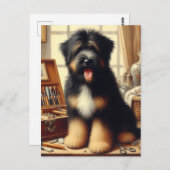 Vintag Briard Hunde Malerei Postkarte (Vorne/Hinten)