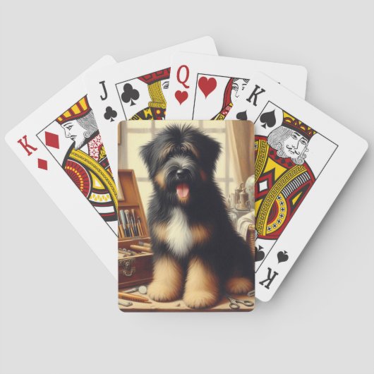 Vintag Briard Hunde Malerei Spielkarten (Rückseite)