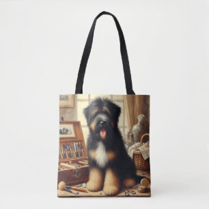 Vintag Briard Hunde Malerei Tasche