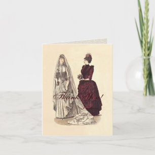 Vintag Bridal Wedding Women Dankeskarte