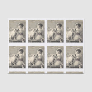 Vintag Bride & Dog Portrait Brautparty Hochzeit Seidenpapier