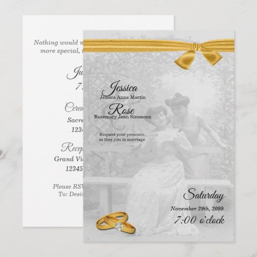 Vintag Brides Gay Wedding Einladung (Vorne/Hinten)