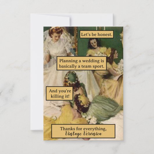 Vintag Bridesmaid Personalisiert Danke, Geschenk Dankeskarte (Vorderseite)