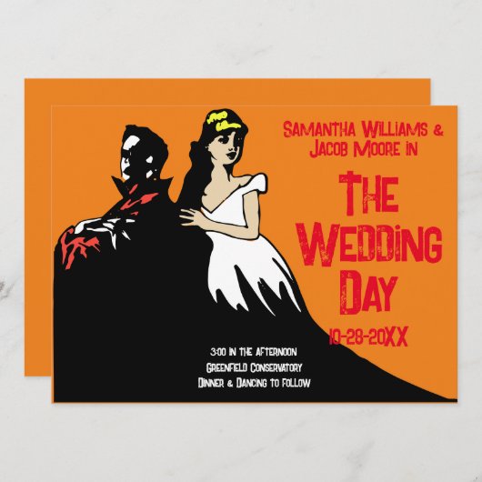 Vintag Bright Bold Movie Monster Einladung (Vorne/Hinten)