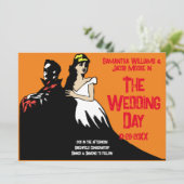 Vintag Bright Bold Movie Monster Einladung (Stehend Vorderseite)