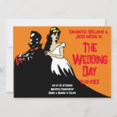 Vintag Bright Bold Movie Monster Einladung (Vorderseite)