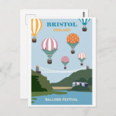 Vintag Bristol England Ballonfahrten Postkarte (Vorne/Hinten)
