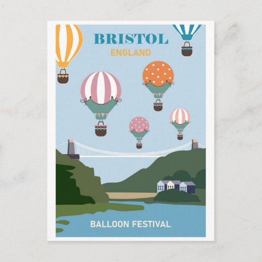 Vintag Bristol England Ballonfahrten Postkarte (Vorderseite)