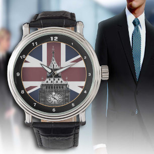 Vintag British Flag & Big Ben, London, Vereinigtes Armbanduhr