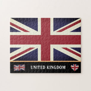 Vintag British Flag & English / Vereinigtes König Puzzle