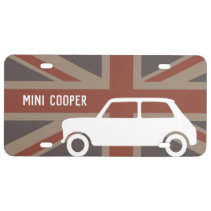 Vintag British Mini Cooper - Personalisiert - US Nummernschild
