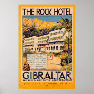 Vintag British The Rock Hotel Travel Poster