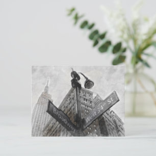 Vintag Broadway Corner Sign - New York City Post Postkarte