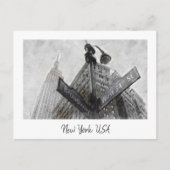 Vintag Broadway Corner Sign - New York City Postkarte (Vorderseite)