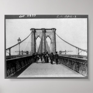 Vintag Brooklyn Bridge New York City NY 1898 Poster