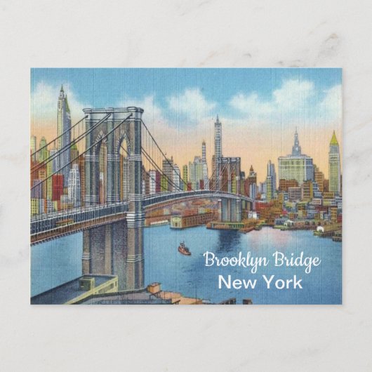 Vintag, Brooklyn Bridge, New York. Postkarte (Vorderseite)