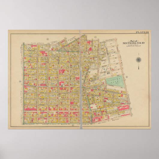 Vintag Brooklyn Map | George Washington Bromley Poster (Vorne)
