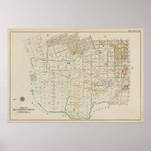 Vintag Brooklyn Map | George Washington Bromley Poster (Vorne)