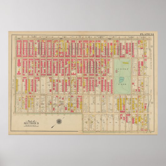 Vintag Brooklyn Map | George Washington Bromley Poster (Vorne)