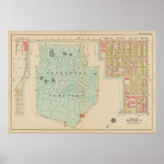 Vintag Brooklyn Map | George Washington Bromley Poster (Vorne)