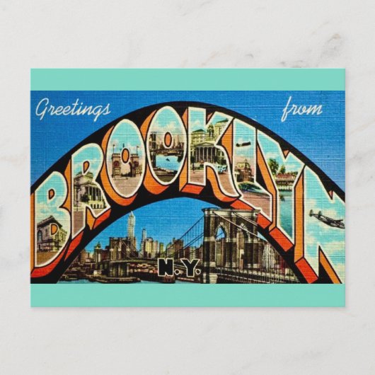Vintag Brooklyn NY Greeting Postkarte (Vorderseite)