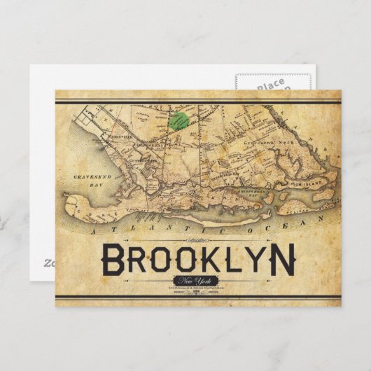 Vintag Brooklyn Postcard Postkarte (Vorne/Hinten)