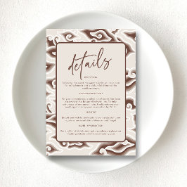 Vintag Brown Batik Wedding Details Card Begleitkarte