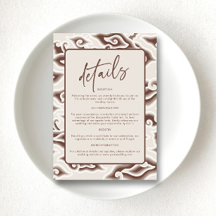 Vintag Brown Batik Wedding Details Card Begleitkarte