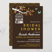 Vintag Brown Bird Cage Bridal Dusche Einladung (Vorne/Hinten)
