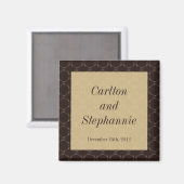 Vintag Brown/Creme Wedding Magnet Gefallen (Vorderseite/Rückseite)