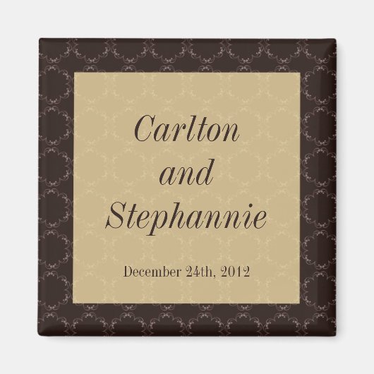 Vintag Brown/Creme Wedding Magnet Gefallen (Vorne)